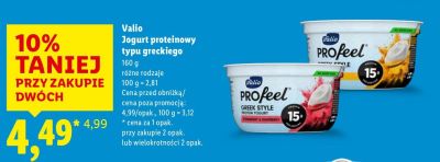 Jogurt proteinowy typu greckiego Valio, różne rodzaje promocja w Lidl