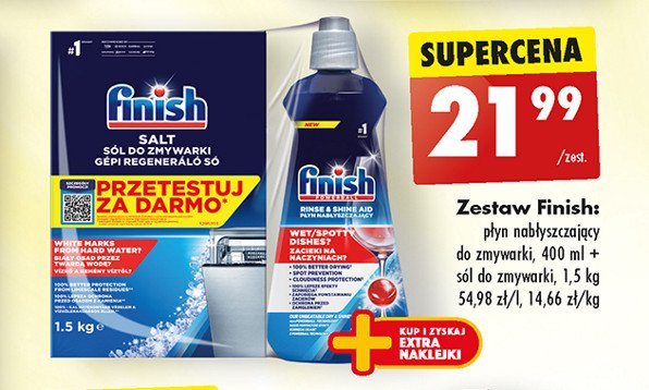 Płyn nabłyszczający do zmywarek + sól do zmywarek Finish special salt promocja w Biedronka