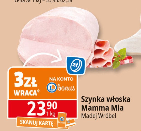 Szynka włoska mamma-mia Madej & wróbel promocja w Leclerc