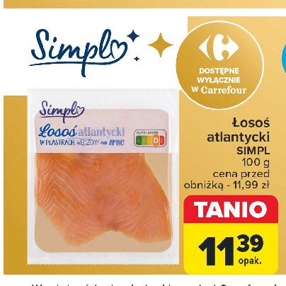 Łosoś atlantycki w plastrach Simpl promocja w Carrefour Market