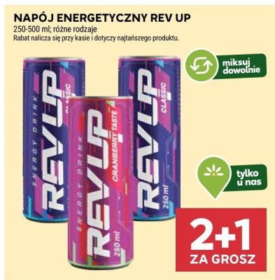 Napój energetyczny Rev Up różne rodzaje promocja w Stokrotka