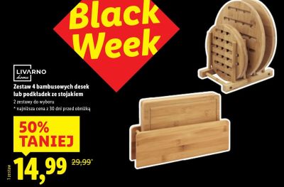 Zestaw bambusowych podkładek ze stojakiem  promocja w Lidl