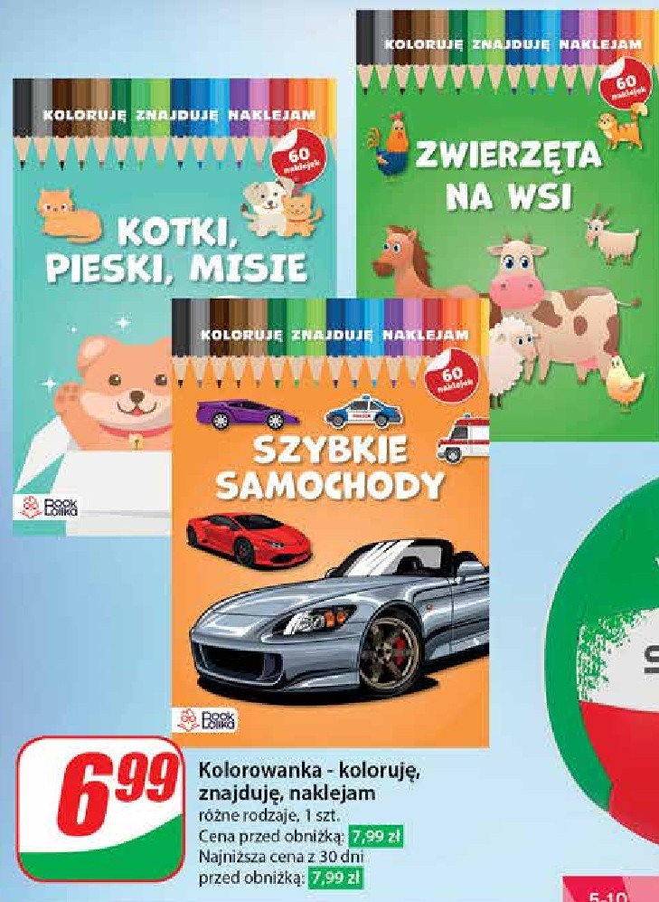 Kolorowanka koloruję znajduję naklejam. szybkie samochody promocja