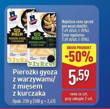 Pierożki gyoza z warzywami + sos sojowy Konspol promocja w Aldi