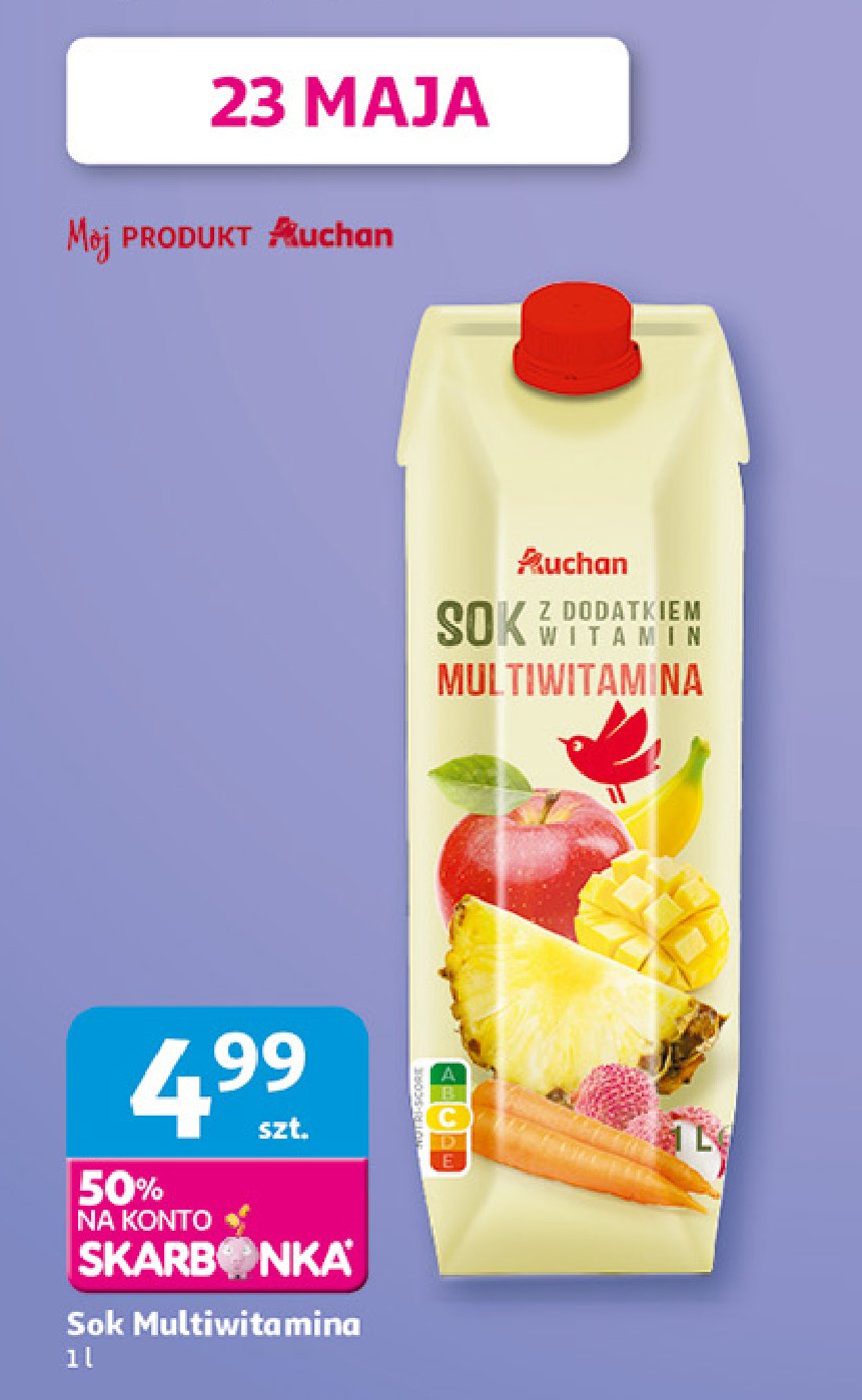 Sok multiwina z dodatkiem witamin Auchan r贸偶norodne (logo czerwone) promocja