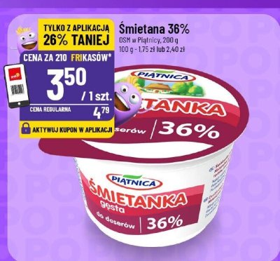 Śmietana Piątnica 36% 200g promocja w POLOmarket