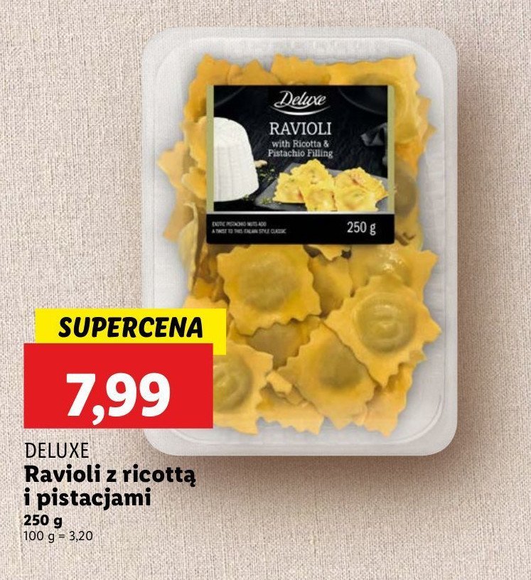 Ravioli z ricottą i pistacjami Deluxe promocja w Lidl