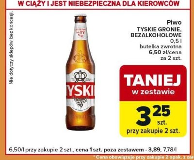 Piwo TYSKIE GRONIE, BEZALKOHOLOWE 0,5 l promocja w Carrefour Express