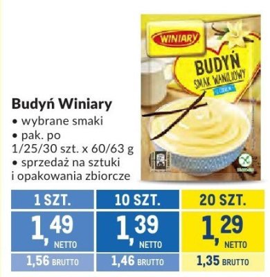 Budyń Winiary wybrane smaki promocja w Makro