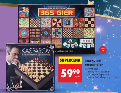 Szachy lub zestaw gier Garry Kasparov szachy mistrzowskie lub 365 gier klasycznych promocja w Biedronka