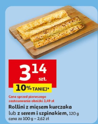 Rollini z mięsem kurczaka lub z serem i szpinakiem promocja w Auchan