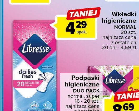 Wkładki higieniczne normal Libresse daily fresh promocja