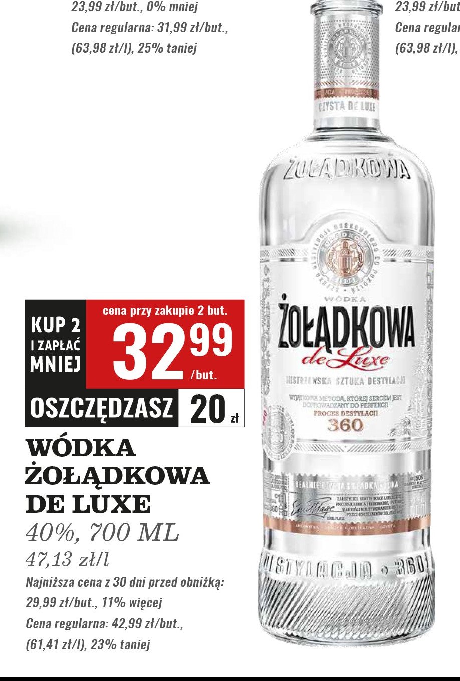 Wódka Żołądkowa gorzka de luxe promocja w Stokrotka
