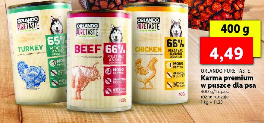 Karma dla psa wo艂owina Orlando pure taste promocja