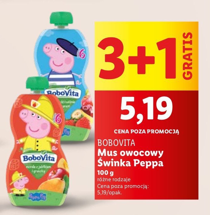 Mus truskawki i wi艣nia z bananem peppa pig Bobovita promocja