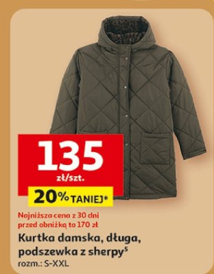 Kurtka damska, długa, podszewka z sherpy promocja w Auchan