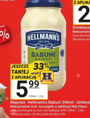 Majonez Hellmann's Babuni 340ml - Unilever promocja w Hitpol