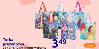 Torba prezentowa różne warianty (Spider-Man, Mickey, Psi Patrol, Disney Princess) promocja w Action