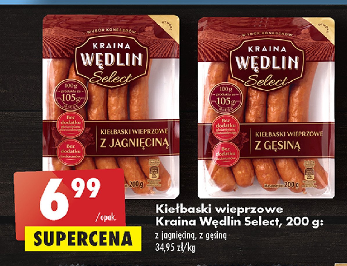 Kiełbaski wieprzowe z jagnięciną Kraina wędlin select promocja