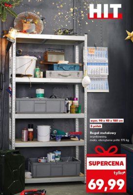 Regał metalowy ocynkowany, maks. obciążenie półki 175 kg, wym. 90 x 40 x 180 cm, 5 półek promocja w Kaufland