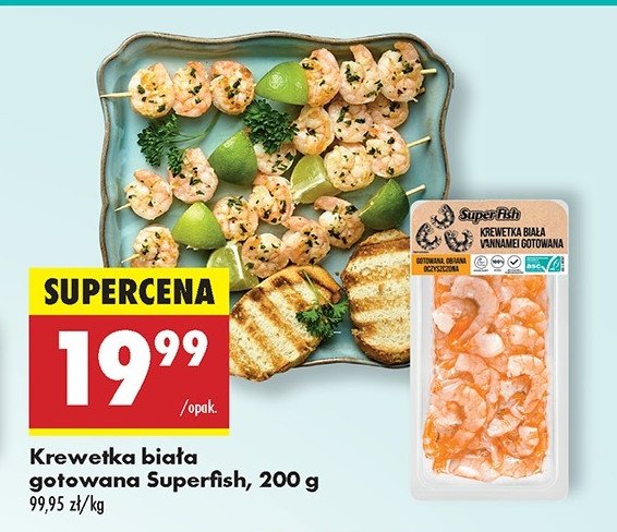 Krewetki białe gotowane Superfish promocja w Biedronka