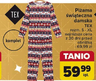 Piżama świąteczna damska s-xl Tex promocja w Carrefour