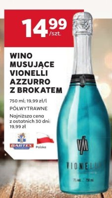 Wino musujące Vionelli Azzurro z brokatem promocja w Stokrotka