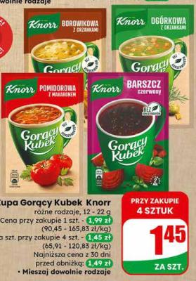 Zupa Gorący Kubek borowikowa z grzankami promocja w Dino