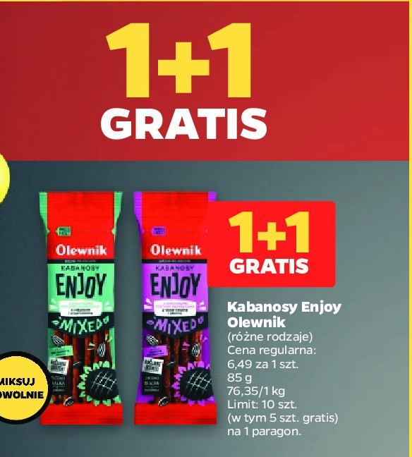 Kabanosy ze s艂odkimi batatami z wieprzowin膮 i kurczakiem Olewnik enjoy! promocja