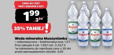 Woda mineralna niskonasycona 1,5 l promocja w Netto