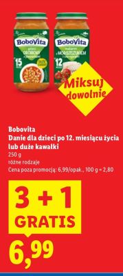 Danie Bobovita dla dzieci po 12. miesiącu życia lub duże kawałki promocja w Lidl