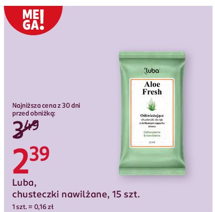 Chusteczki nawilżające aloes Luba promocja w Rossmann