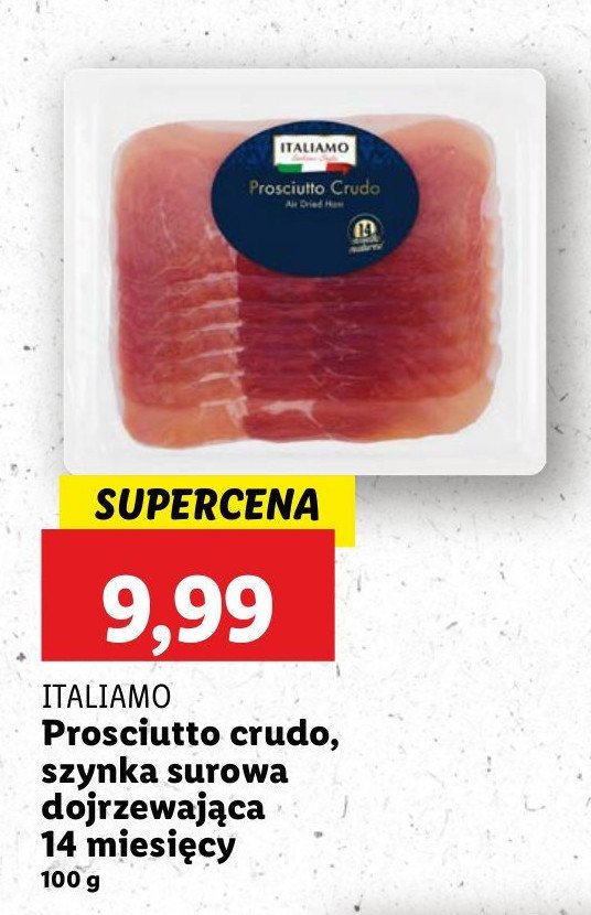 Szynka surowa prosciutto Italiamo promocja w Lidl