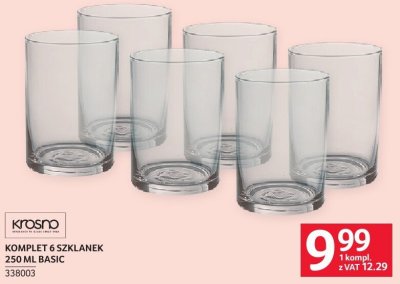 Komplet 6 szklanek 250 ml Basic Krosno promocja w Selgros