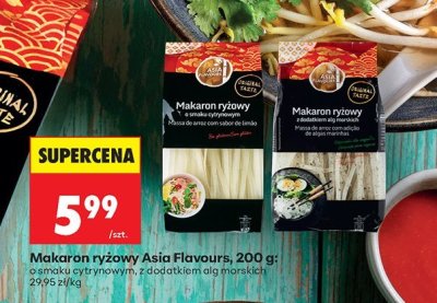 Makaron ryżowy Asia Flavours o smaku cytrynowym z dodatkiem olej morskiej promocja w Biedronka