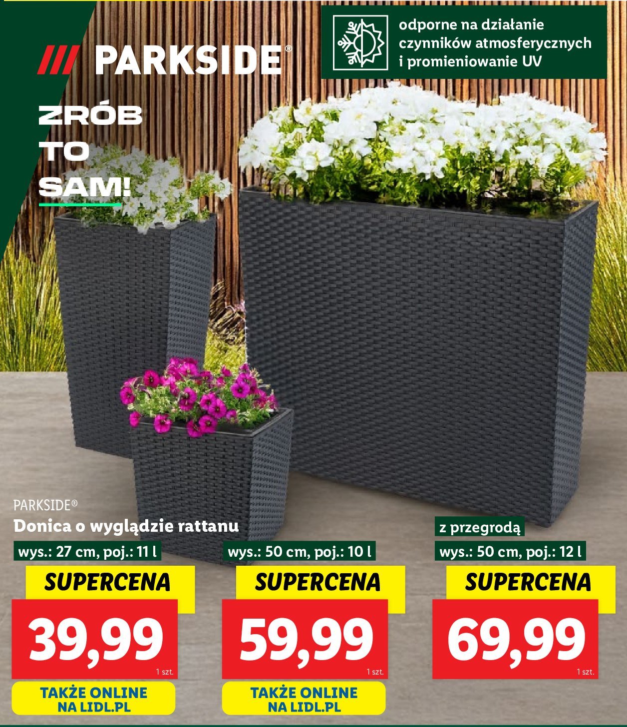 Donica rattan 50 cm Parkside promocja