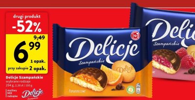 Ciastka Delicje Szampańskie wybrane rodzaje promocja w Intermarche