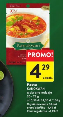 Pasta KANOKWAN wybrane rodzaje 30-72g promocja w Intermarche