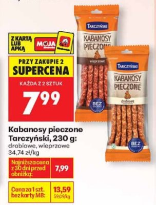 Kabanosy pieczone Tarczyński, 230 g promocja w Biedronka