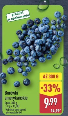 Borówki amerykańskie 300 g promocja w Aldi