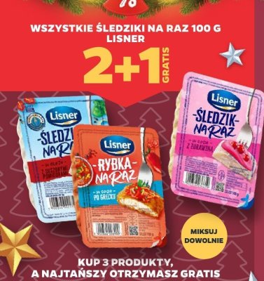 Wszystkie śledziiki na raz 100 g Lisner promocja w Netto