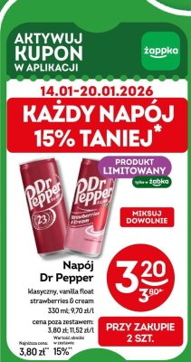 Napój Dr Pepper klasyczny, vanilla float strawberries & cream 330ml promocja w Żabka