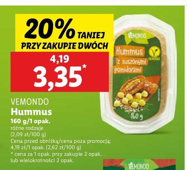 Hummus z suszonymi pomidorami Vemondo promocja