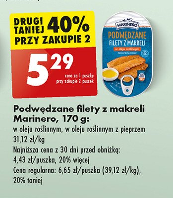 Podwędzane filety z makreli oleju roślinnym Marinero promocja