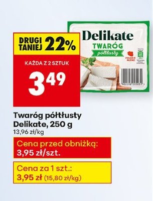 Twaróg półtłusty Delikate, 250 g promocja w Biedronka
