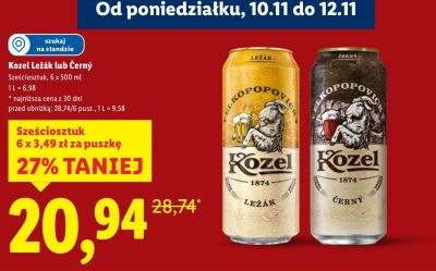 Piwo Kozel Leżak 6 x 500 ml promocja w Lidl