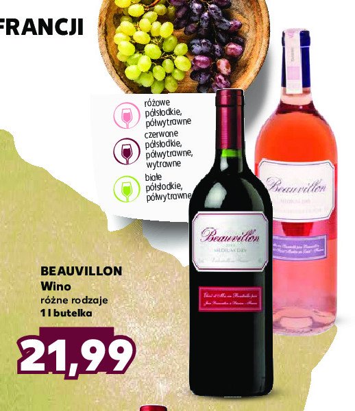 Wino różowe półwytrawne Beauvillon promocja