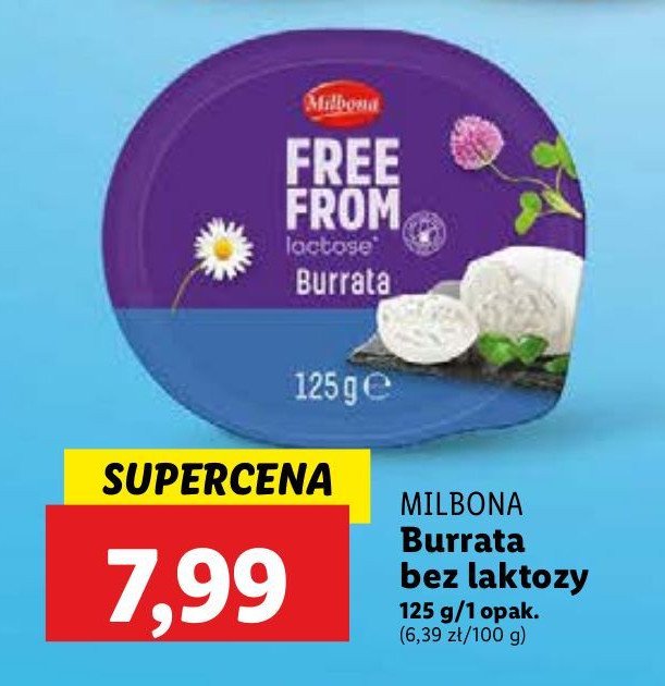 Ser burrata bez laktozy Milbona promocja