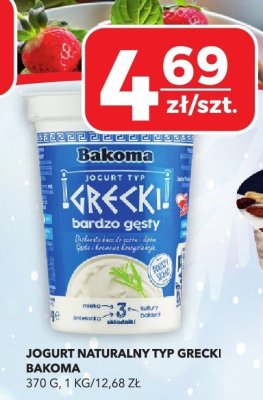Jogurt naturalny typ grecki Bakoma 370g promocja w Top Market