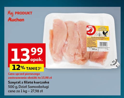 Sznycle z fileta kurczaka Auchan różnorodne (logo czerwone) promocja w Auchan